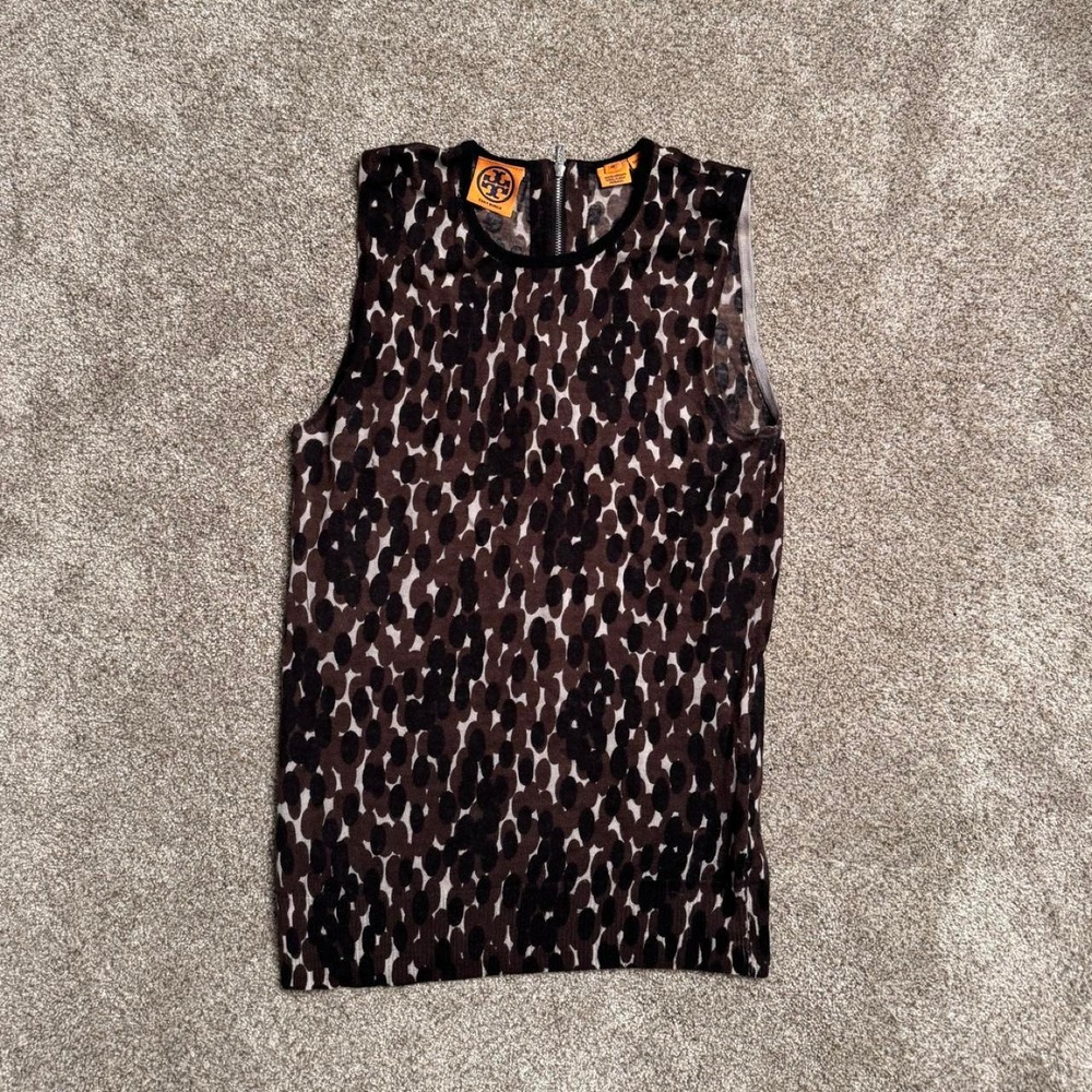 TORY BURCH ALL OVER PRINT MERINO WOOL TANK TOP
